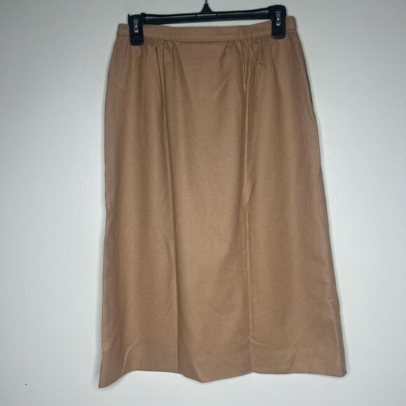 VTG Pendleton Wool Skirt Sz 12 Tan Academia Prep Old Money Ivy League Neutral - Picture 5 of 11